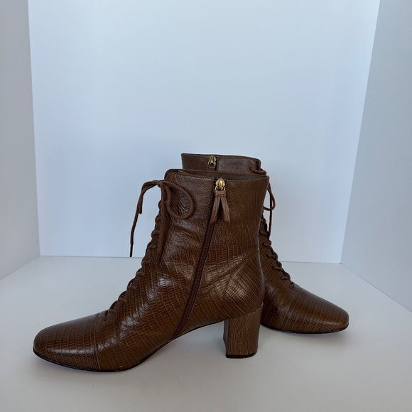 J.Crew Lace-Up Willa Boots in Embossed Lizard size 12 - Picture 8 of 15